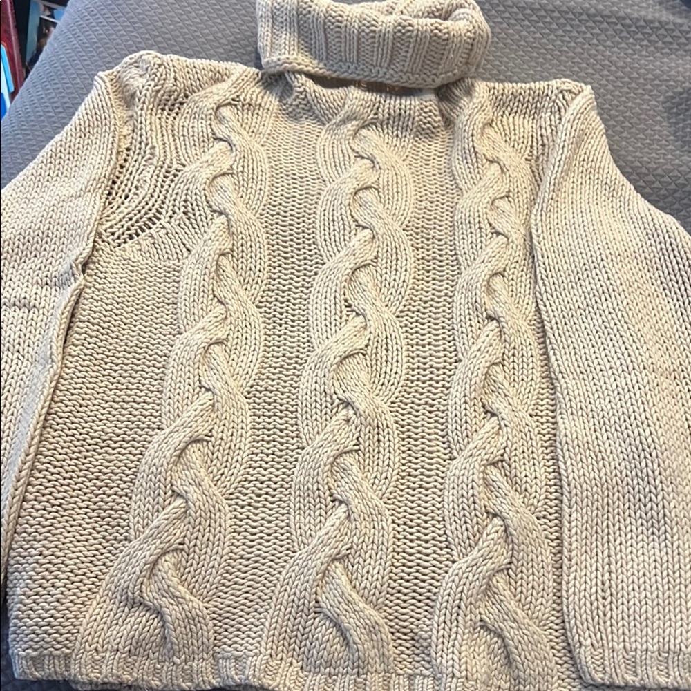 Burberry Cream Cowl Neck Chunky Knit Sweater
